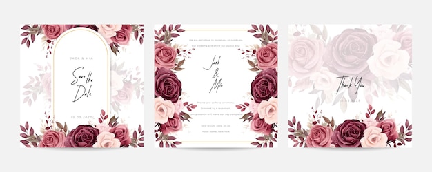 Floral wedding invitation card template design