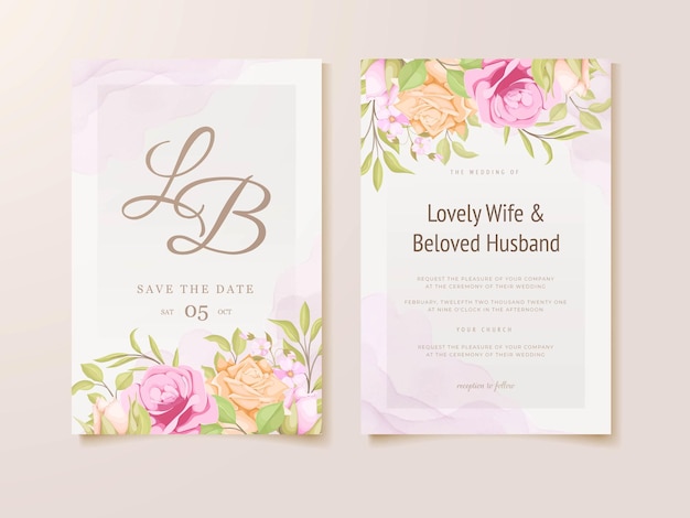 Floral Wedding Invitation Card Template Design