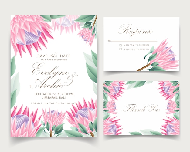 Floral wedding invitation card template 