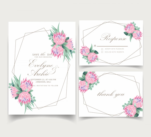 Floral wedding invitation card template 