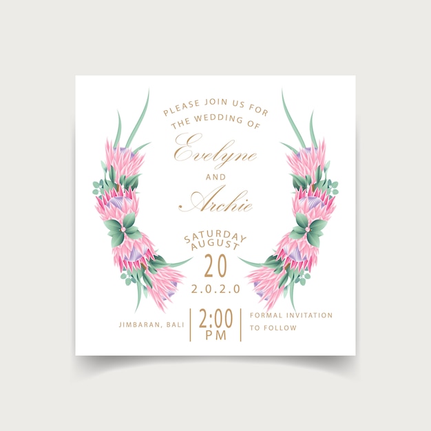 Floral wedding invitation card template 