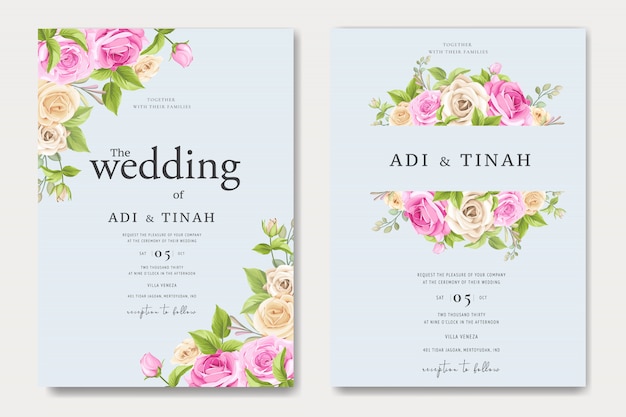 Floral wedding invitation card template