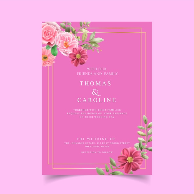 Floral Wedding Invitation Card Template