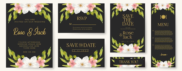 Floral Wedding Invitation Card Vector Sets