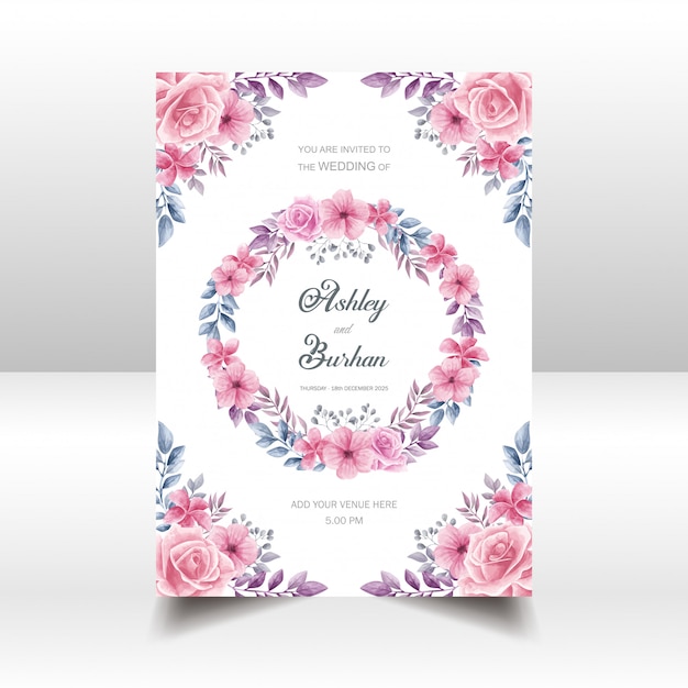 Floral Wedding Invitation Card Watercolor Style