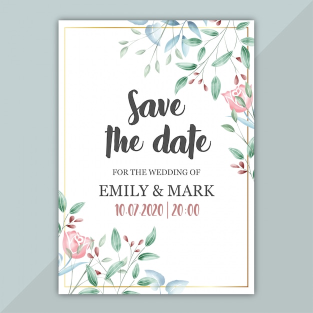 Floral wedding invitation card