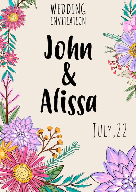 floral wedding invitation card