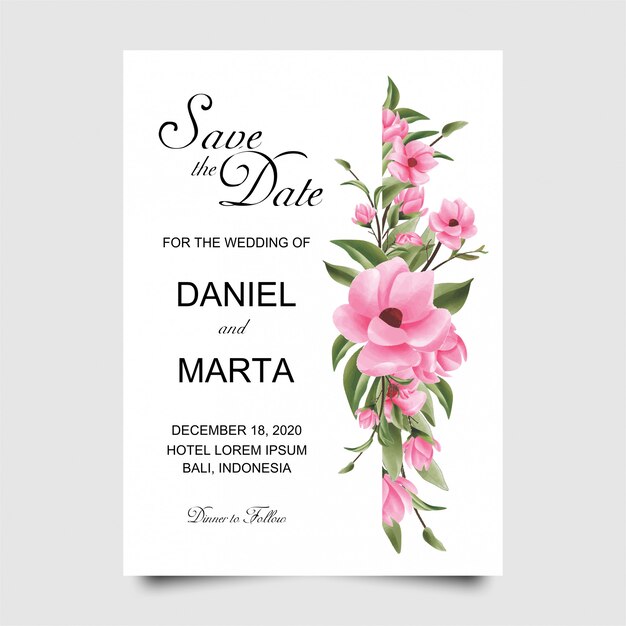 floral wedding invitation cards with watercolor style