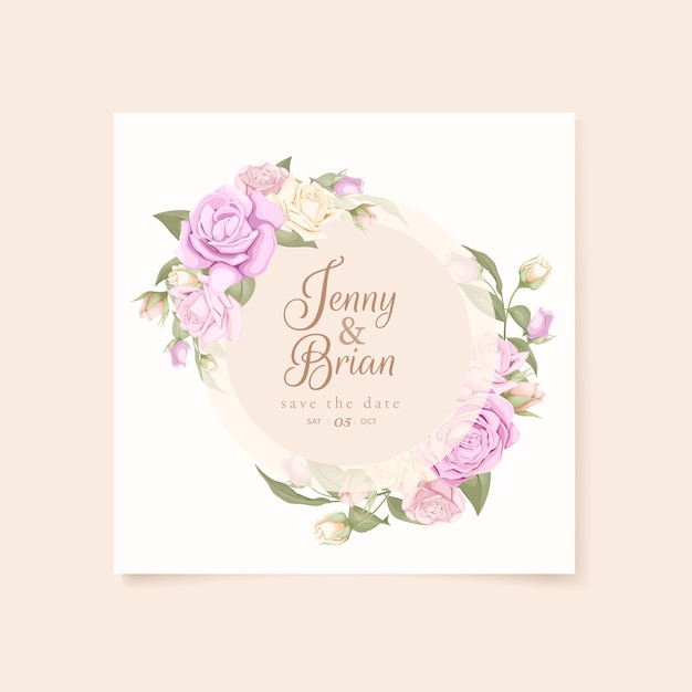 floral wedding invitation design with flower and leaf