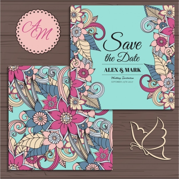 Floral wedding invitation design