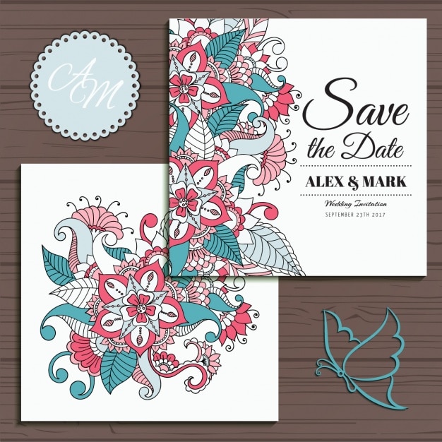 Floral wedding invitation design