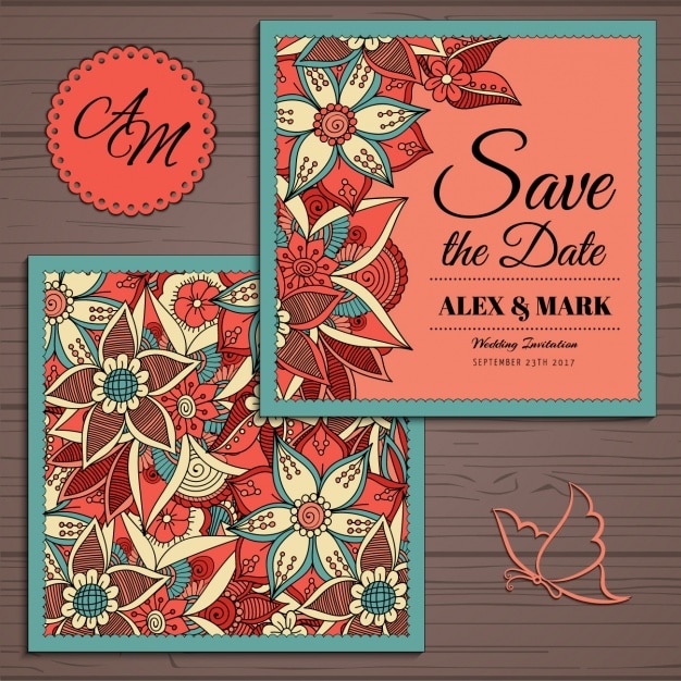 Floral wedding invitation design