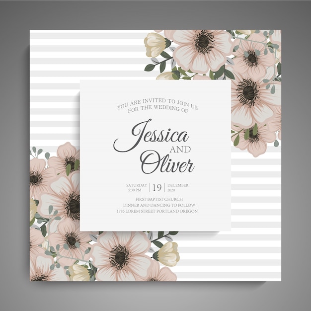 Floral Wedding Invitation elegant invite card vector