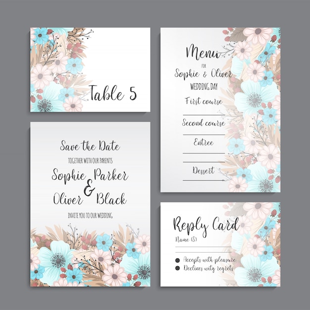 Floral Wedding Invitation elegant invite card vector