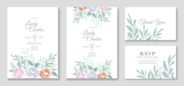 Floral wedding invitation invitation card with beautiful watercolor flower