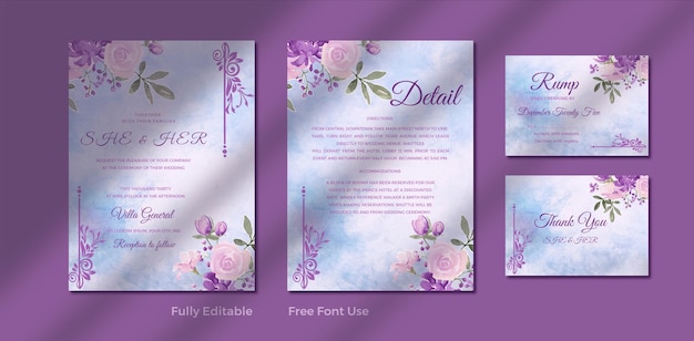 Floral wedding invitation poster design