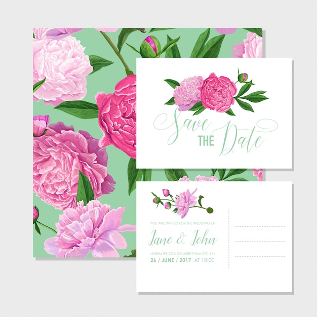 Floral Wedding Invitation Save the Date Card