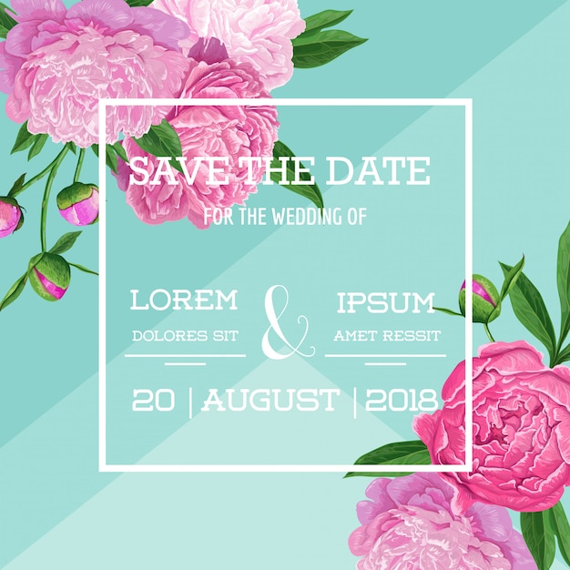 Floral Wedding Invitation Save the Date Flowers