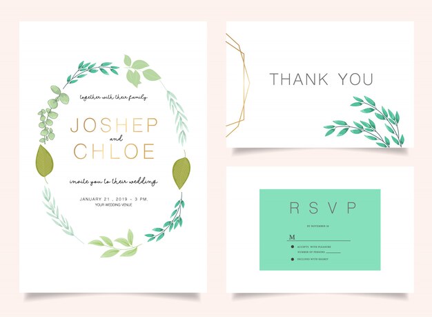 Floral wedding invitation set