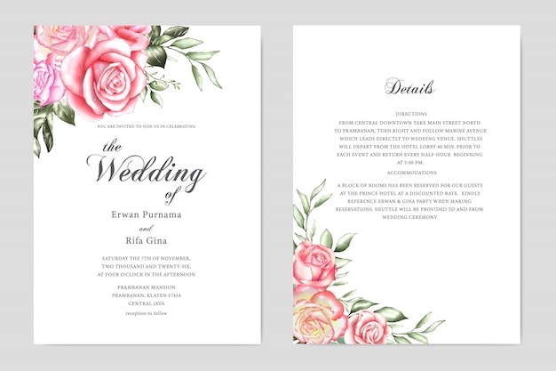 floral wedding invitation template card design