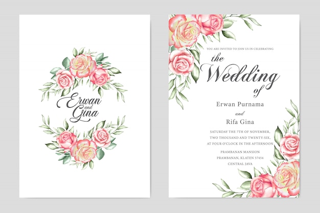 floral wedding invitation template card design