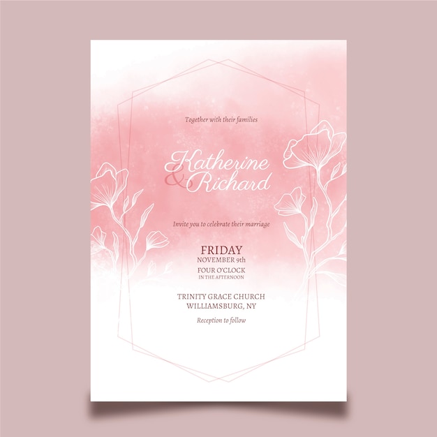 Floral wedding invitation template