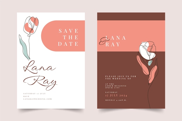 Floral wedding invitation template