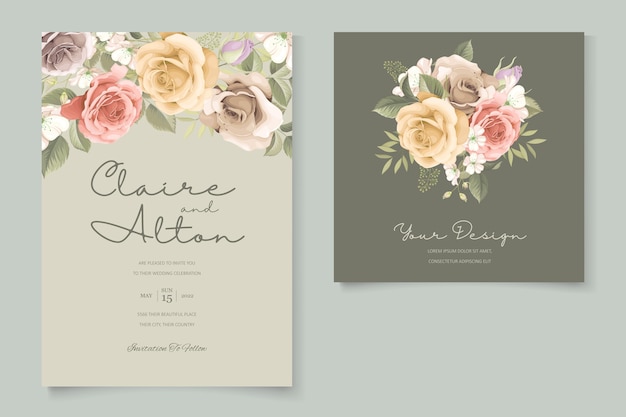 Floral wedding invitation template