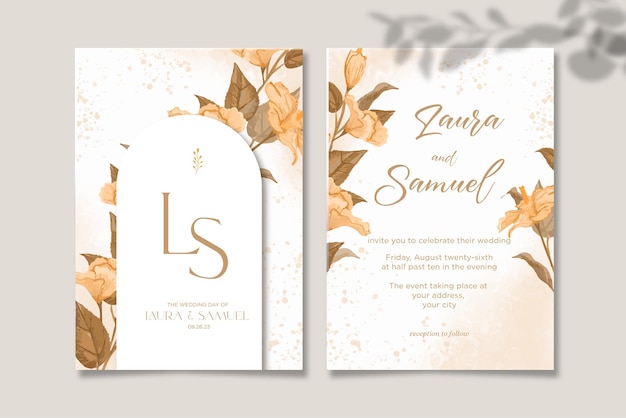 Floral wedding invitation template