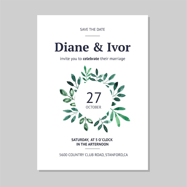 Floral wedding invitation in watercolor