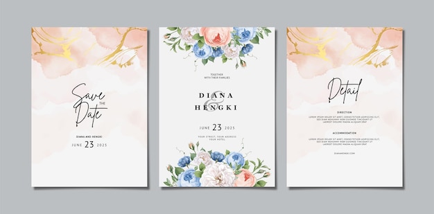 floral wedding invitation with watercolor