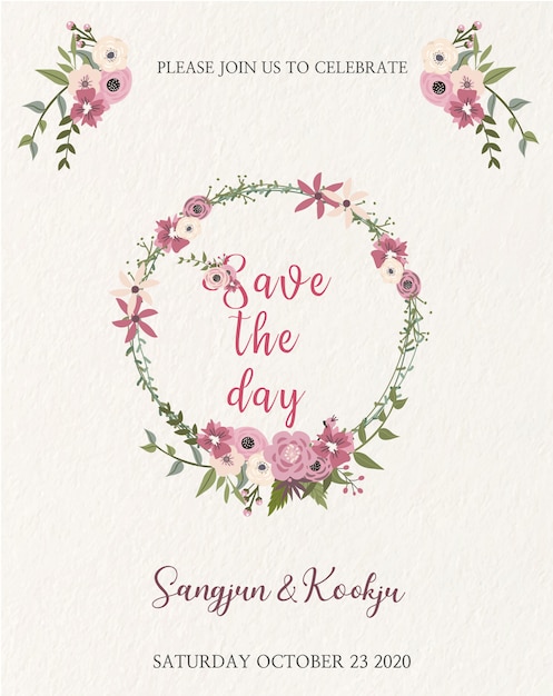 Floral wedding invitation