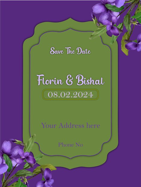 Floral wedding invitation