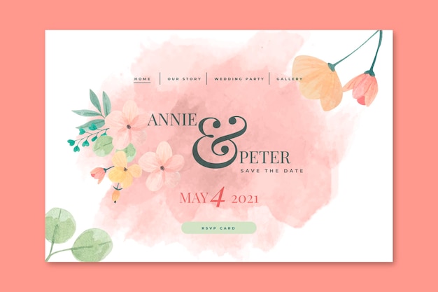 Floral wedding landing page concept