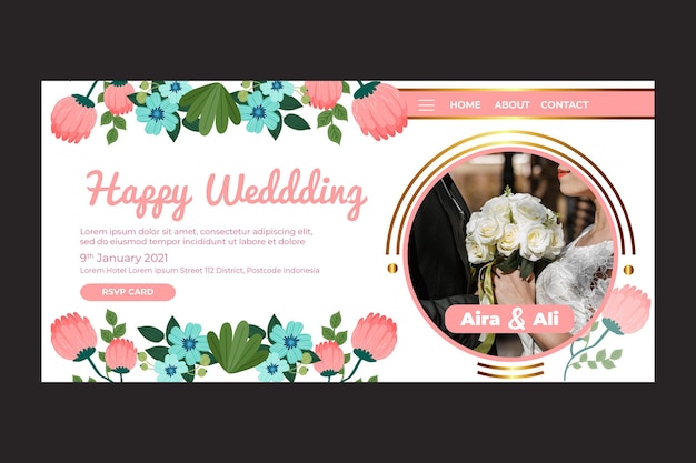 Floral wedding landing page template