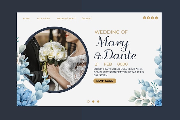 Floral wedding landing page