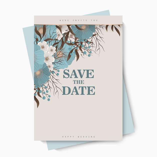 Floral wedding template - light blue flowers