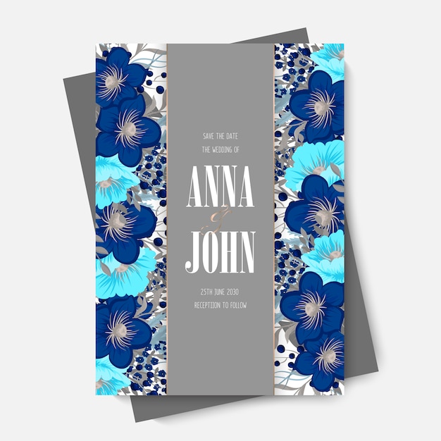 Floral wedding template - light blue flowers