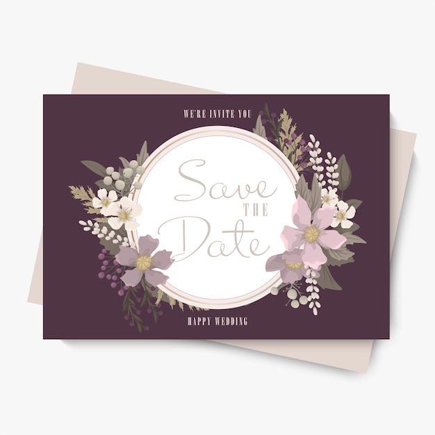 Floral wedding template - pink floral card