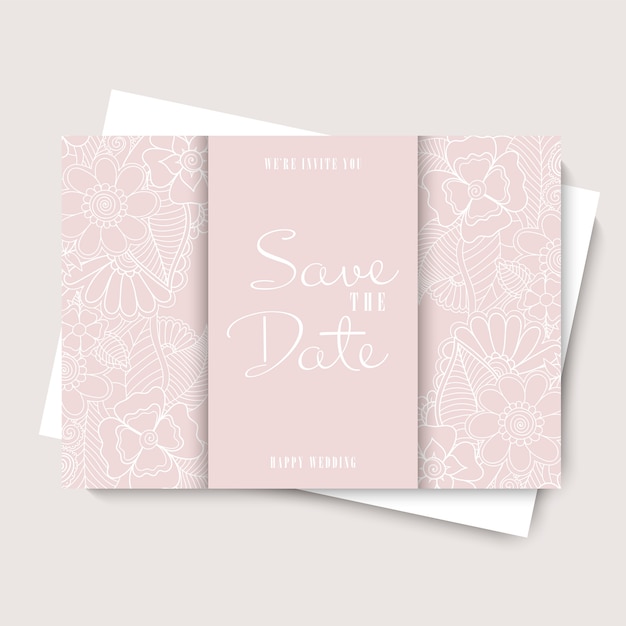 Vector floral wedding template - pink floral card