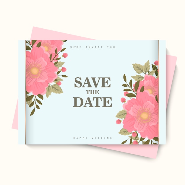 Floral wedding template - pink floral card