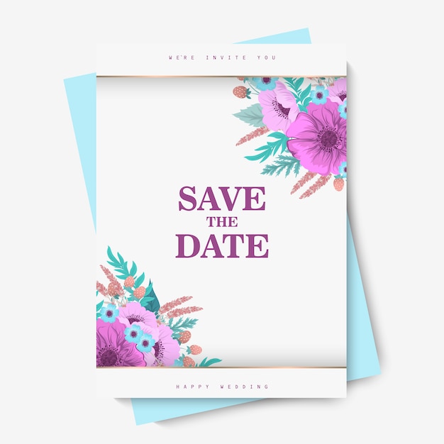 Floral wedding template - purple floral card