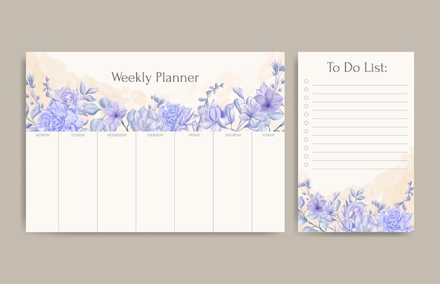 Floral weekly planner and to do list template