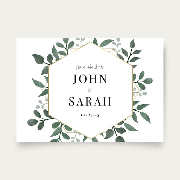 Vector floral white wedding save the date card