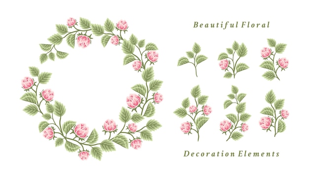 Floral wreath arrangement and bouquet element collection