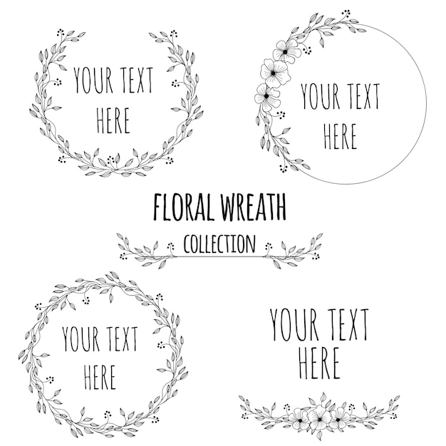 floral wreath collection hand drawn