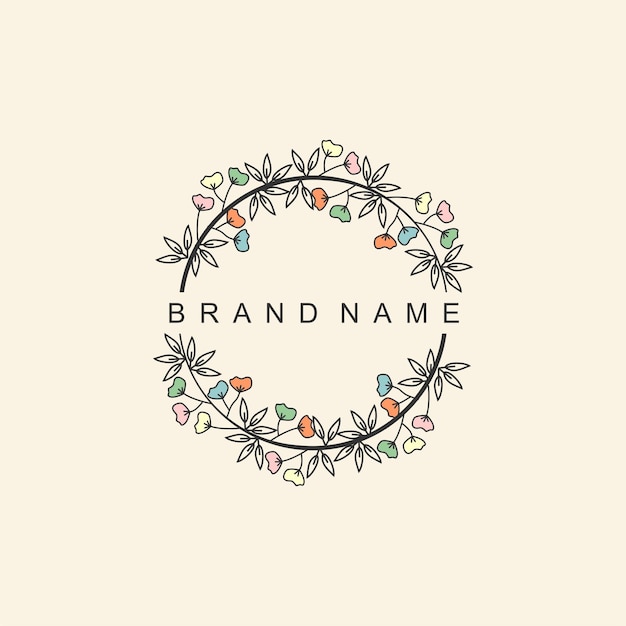 floral wreath frame logo design