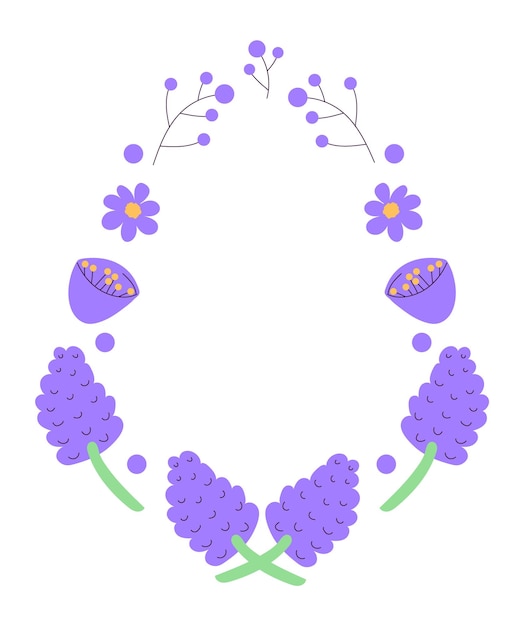 Floral wreath naive doodle flowers vector illustration