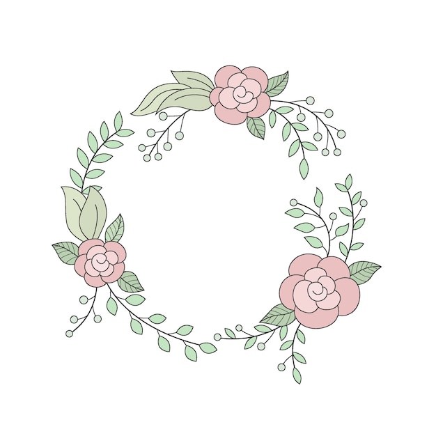 Floral wreath in round frame