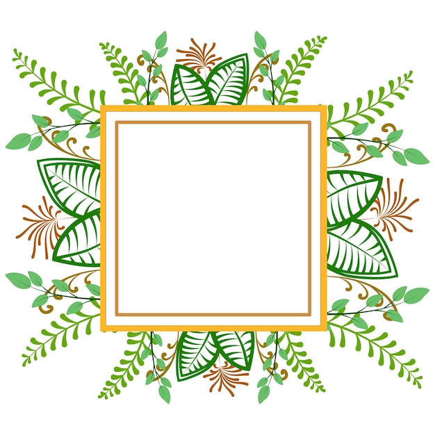 Floral wreath square frame decoration template. decoration doodle drawing